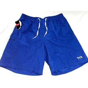 TYR Challenger Swim Shorts Mens 2XL Royal Blue Athletic Quick Dry UPF 50 New NWT